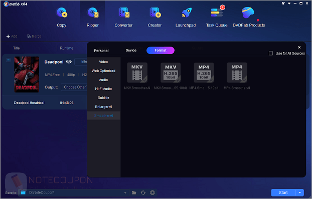DVDFab Smoother AI License Key for Free