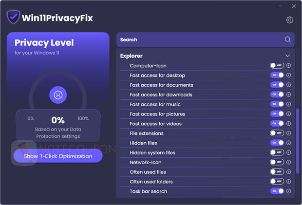 abelssoft win11privacyfix main screenshot Abelssoft Win11PrivacyFix